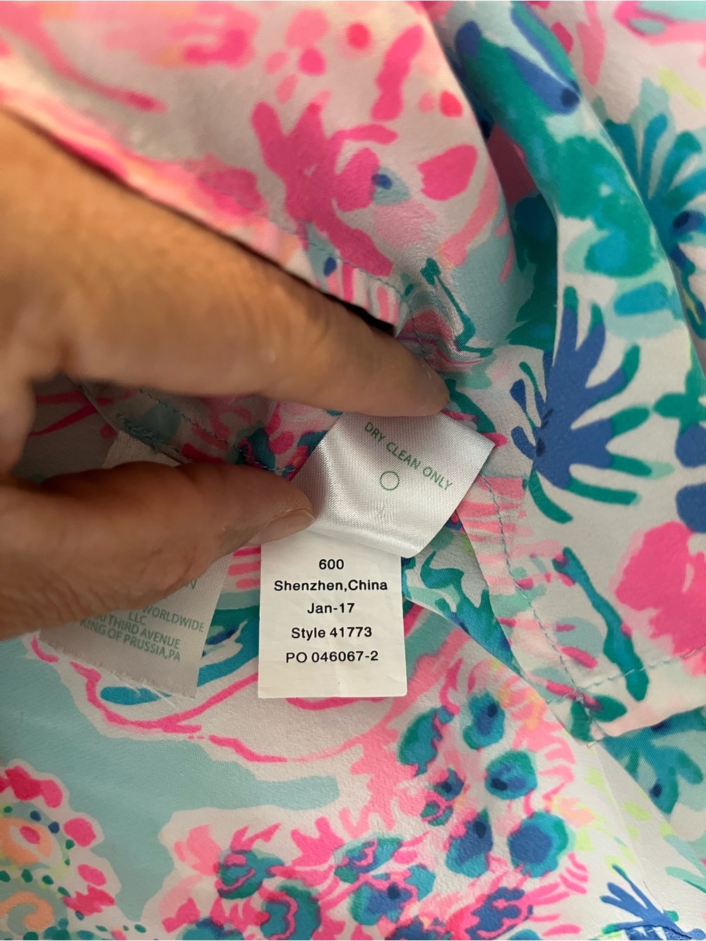 Lilly Pulitzer Pink & Aqua Floral Smocked Neck Blouse - Picture 7 of 11